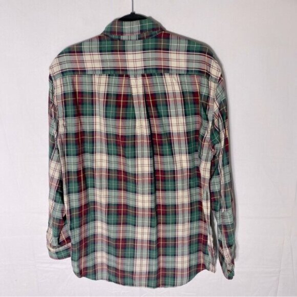 Brooks Brothers Green Burgundy Cream Plaid Long Sleeve Casual Bitton Up Shirt M - Picture 12 of 13